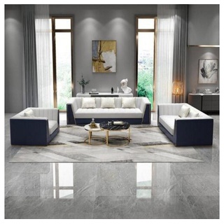 JVmoebel Sofa Graue moderne luxus Garnitur 3+2+1 Sitzer Sofagarnitur Neu, Made in Europe blau|weiß