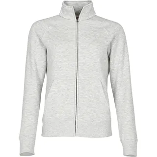 Fruit of the Loom LADIES PREMIUM SWEAT JACKET - Damen Sweatjacke mit Stehkragen und zwei Vordertaschen, graumeliert, XS