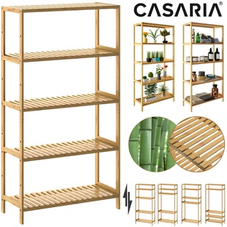 CASARIA Casaria® Badregal Standregal Bambus 5 Böden 60x26x130cm Groß Stehend Offen 50 kg Belastbarkeit Holz Bad Badezimmer Küche Wohnzimmer Keller Regal