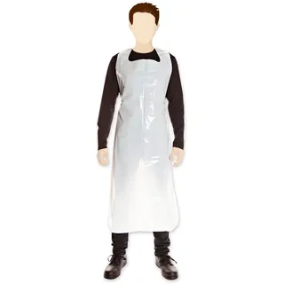 Schürze einweg geblockt ca. 60 my aus LDPE Weiß 25 Stück 170x75 cm Einwegschürze Einmalschürze