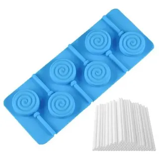 Silikonform für Cake Pops Lollis Form einer Spirale Flexible Backform für Lutscher Herstellen - Antihaft Küche Silikon Form mit 50 Sticks für Scho