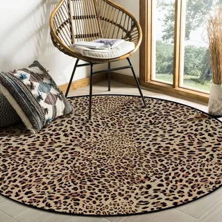 SRTJURFG Teppich Rund rutschfest Waschbar Küchenteppich Sexy Leopard für Wohnzimmer Kinderteppiche Flauschige Runden Groß Schutzmatten ø 90CM