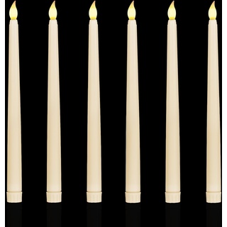 Sequpr LED Kerzen Stabkerzen Beige, Flammenlose Kerzen, LED Tafelkerzen, Batteriebetrieben Lang LED Kerzen für Weihnachten Hochzeit Party Tisch Dekoration 6 Stück