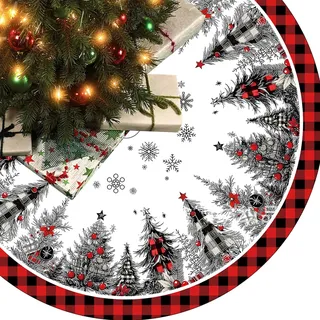 Weihnachtsbaum Decke Rock Weihnachtsbaumdecke Rund 120cm/47zoll Christbaumdecke Rund Tannenbaum Decke Baumdecke Weihnachtsbaum Unterlage,Weihnachtsbaumdecke Teppich für Christbaumschmuck(J)