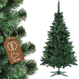 KADAX Künstlicher Weihnachtsbaum 220 cm – Naturgetreuer Christbaum mit stabilem Plastikständer, standfester & dekorativer Tannenbaum für weihnachtliche Stimmung im Innenbereich