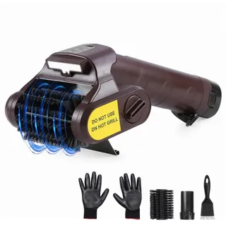 Lapamax Grillbürste Kabellos Akku Elektrische Reinigungsbürste mit LED-Licht, mit 2 köpfen, Leistungsstarke Grill Reinigungsbürste für BBQ, Gussrost, Elektrogrill braun