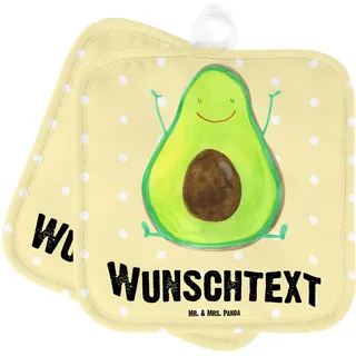 Mr. & Mrs. Panda Topflappen Personalisiert Avocado Glücklich - Personalisierte Geschenke, Topfhandschuhe, Verrückt, Bedrucken, Gesund, mit Namen, Freude, Chaos