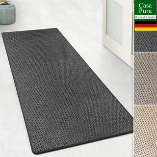 casa pura Teppich Läufer für Küche, Flur & Wohnraum - Teppichläufer auf Maß in Sisal Optik - Meterware - Flurteppich - Küchenläufer - Wohnzimmer Teppich (Kalkuta, Anthrazit, 66x100cm (BxL))