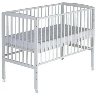 Schardt Kinderbett Baby Beistellbett Micky Plus mit Rollen, 60×120 cm, stufenlose Höhenverstellung, inkl. Umbauseite weiß