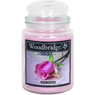 Woodbridge Große Duftkerze im Glas mit Deckel | Love Always | Duftkerze Rose | Kerzen lange Brenndauer | Raumduft für Zuhause | Geschenk für Muttertag