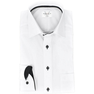 MARVELIS Businesshemd Businesshemd - Modern Fit - Langarm - Einfarbig - Weiß weiß 47