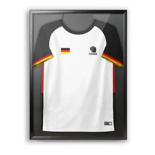 ACAZA Trikotrahmen 70 x 90cm XL Groß, 3D Bilderrahmen tief zum befüllen mit Fußball-, Eishockey-, Rugby-, NBA-trikot, mit Aufhänger, Aluminium und Acrylglas, Schwarz