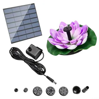 GLOBALHUT Solar Lotus Springbrunnen Pumpe, Solarbrunnen für Draussen für Garten Vogelbad und Teich, Einstellbare Sprühdüsen Outdoor Wasserspiel mit Monokristalline Siliziumplatte (Lila)