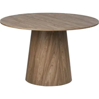 BELIANI Esstisch Dunkles Holz Rund ⌀ 120 cm MDF Tischplatte Holzoptik Säulenfuß Säulentisch Minimalistischer Stil Modernes Design Esszimmermöbel - Braun