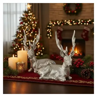 MF Weihnachtsfigur Wintertraum Hirsch Duo Silberdeko 2er Set Weihnachtsdeko (2 St)