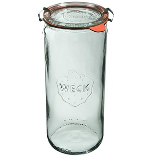 Weck Zylinderglas 1040 ml 6 Stück | Glas mit Deckel, Dichtung und 2 Verschlüssen | Zum Einkochen von Konserven, Säften, luftdichtes Lagern von trockenen Zutaten