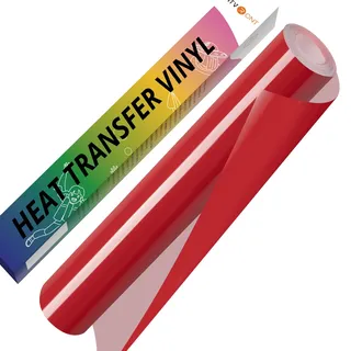 HTVRONT Plotterfolie Textil, Bügelfolie 30,5cm × 152,4cm(Rot)