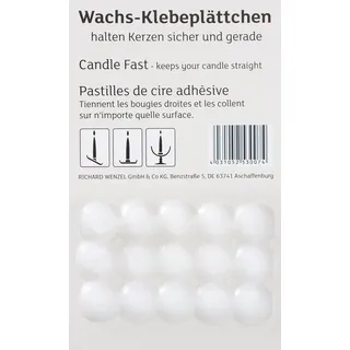 Wenzel Stumpenkerze Wachsklebeplättchen, 15 Stück weiß