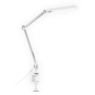 B.K.Licht - LED Tischlampe weiß - Klemmleuchte schwenkbar - Schreibtischlampe LED dimmbar mit Farbtemperatureinstellung