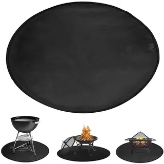 JasCherry Feuerschale Matte Feuerstelle Unterlage 3 Schicht Große Schwarz Runden Feuerstellenmatte Grillmatte Hitzebeständige Matte Schutzfür Grill, Gras, Terrasse Faltbar - Durchmesser 91CM #B