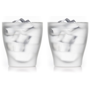 2x 200ml "satinierte" doppelwandige Tee- und Kaffee-Gläser mit Schwebe-Effekt, auch für Whiskey,Wasser,Säfte,Cola,Eis... - bedida by Feelino