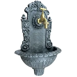 Relaxdays Wandbrunnen antik Gold,Grau