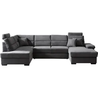 Cantus Wohnlandschaft, Anthrazit, Kunststoff, Uni, 6-Sitzer, Füllung: Schaumstoff, nicht einzeln stellbar, U-Form, 319x183 cm, Made in Europe, Stoffauswahl, seitenverkehrt erhältlich, Wohnzimmer, Sofas & Couches, Wohnlandschaften, Wohnlandschaften in U-Form