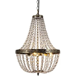 FIRVRE Kristall Kronleuchter 3-Light, Vintage Pendelleuchte Höhenverstellbar, 3 Flammige E27 mit Verstellbarer Kette für Esszimmer, Wohnzimmer, Schlafzimmer