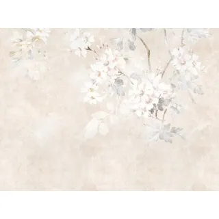 Livingwalls Fototapete Floral grau beige creme B/L: ca. 280x371 cm - beige, Creme, grau
