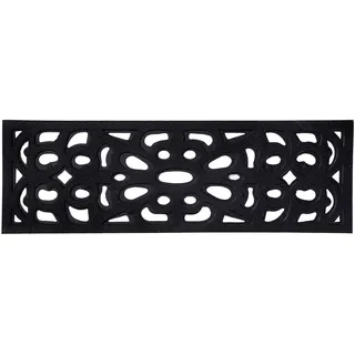 Nicoman Outdoor-Fußmatte, dekorative Treppenmatte, strapazierfähig, Drainage, Schmutzfang, Veranda, Gummi, rutschfest, schmal, schwarz, 75 x 25 cm