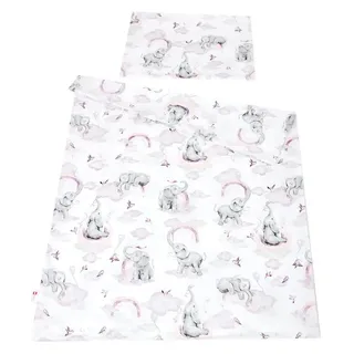 BabyLux Kinderbettwäsche BABYLUX Kinderbettwäsche 2Tlg. 100 x 135 cm Bettwäsche Bettbezug Baby, 125. Elefanten Rosa weiß