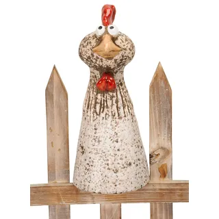 B2S BACK2SEASON Zaunfigur Hahn weiß Zaundeko Huhn Zaunhocker H=23 cm