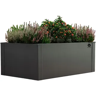 deinbeet Design-Hochbeet aus Aluminium-Metall, 100x60 cm und 100x100 cm, 8 Farben, Made in Germany (Anthrazit, 100 x 60 x 37 cm)