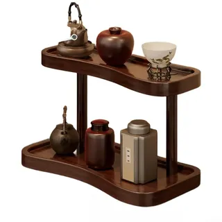 2-stufiges Holzregal Schreibtisch Organizer aus für Bad für regal | Kosmetik Aufbewahrung und Küchenregal Gewürze Ablage, kompakter Makeup für ständer Zweistufig als Wohnzimmer