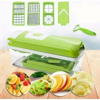 Andiamo Küchenzubehör. Genius Nicer Dicer Smart (12-teilig) In Grün – Gemüseschneider Für Würfel, Stifte, Scheiben, Streifen Und Spalten – Salatschneider, Mandoline, Gurkenschneider