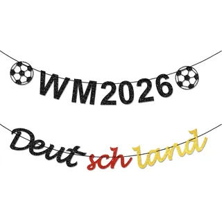 Fußball Banner WM deko 2026 für Deutschland Girlande Fanartikel Accessoires für Party Garten Haus Bar, Fan Deko Mannschaft