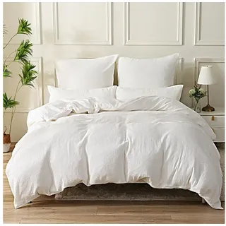 luxuskollektion Muslin Baumwolle Weiß 135 x 200 cm + 2 x 80 x 80 cm
