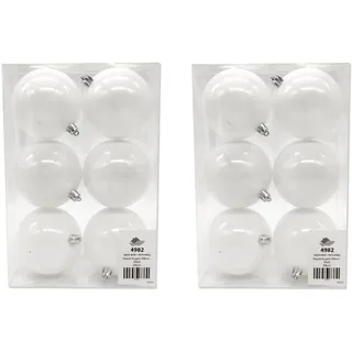 Kunststoff Weihnachtskugel Ø 8cm weiß Deko Kugel Christbaumschmuck bemalen DIY 2 Sets - 12 Stück