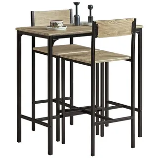 SoBuy Bartisch OGT03, Küchentisch-Set für 2 Personen, Esstisch Essgruppe Gartentisch, Bartisch Set 3-teilig Esstisch Bistrotisch Balkonmöbel Bistromöbe beige 87 cm