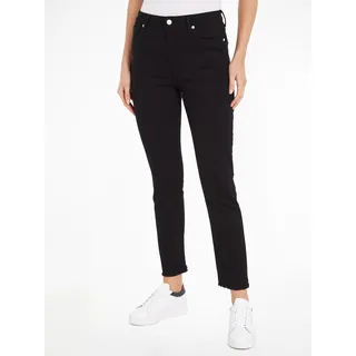 Slim-fit-Jeans TOMMY HILFIGER Gr. 29, Länge 30, schwarz (black) Damen Jeans Röhrenjeans mit Logotpatch