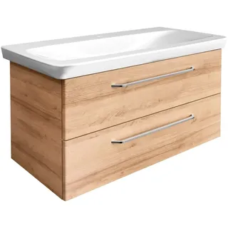 Fackelmann Waschtischunterschrank 2 Schubladen 100 x 49,5 x 48 cm Braun