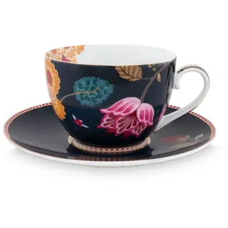 Pip Studio Fantasy Denim Blue Cappuccino Tasse mit Untertasse 0,28l