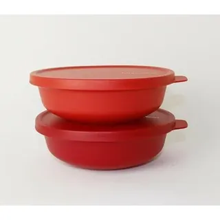 TUPPERWARE Aloha 450ml Hellrot + Weinrot Schüssel Servieren Servierschüssel Salatschüssel + Hängelöffel Limette
