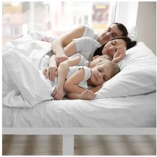 Homestyle4u Familienbett 270 x 200 cm Weiß/Grau