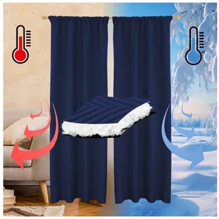 Sunicol Gardine 100% Blickdich Thermo Verdunkelungsvorhang mit Kräuselband, (1 St), Winter Wärmeisolierend Türvorhang für Schlafzimmer Wohnzimmer blau 140 cm x 175 cm