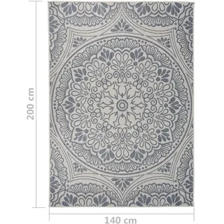 vidaXL Outdoor-Teppich 140 x 200 cm blaues muster