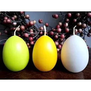 Formkerze Eikerzen Ostereier 3er Set in Pastell Farben grün, gelb, weiß, Osterkranz Osterdeko Osterkerze