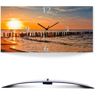 ARTland Wanduhr Schöner Sonnenuntergang am Strand 60,0 cm 0,3 cm orange