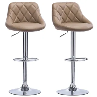 Barhocker 2er Barstuhl Tresenhocker gepolstert Kunstleder Stühle khaki BH23kk-2