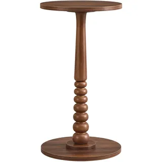 VASAGLE Mariel Kollektion - Beistelltisch rund, Kleiner Sofatisch, Nachttisch, Bein aus Massivholz, Mid-Century-Modern-Stil, für Wohnzimmer, Schlafzimmer, kastanienwalnussfarben